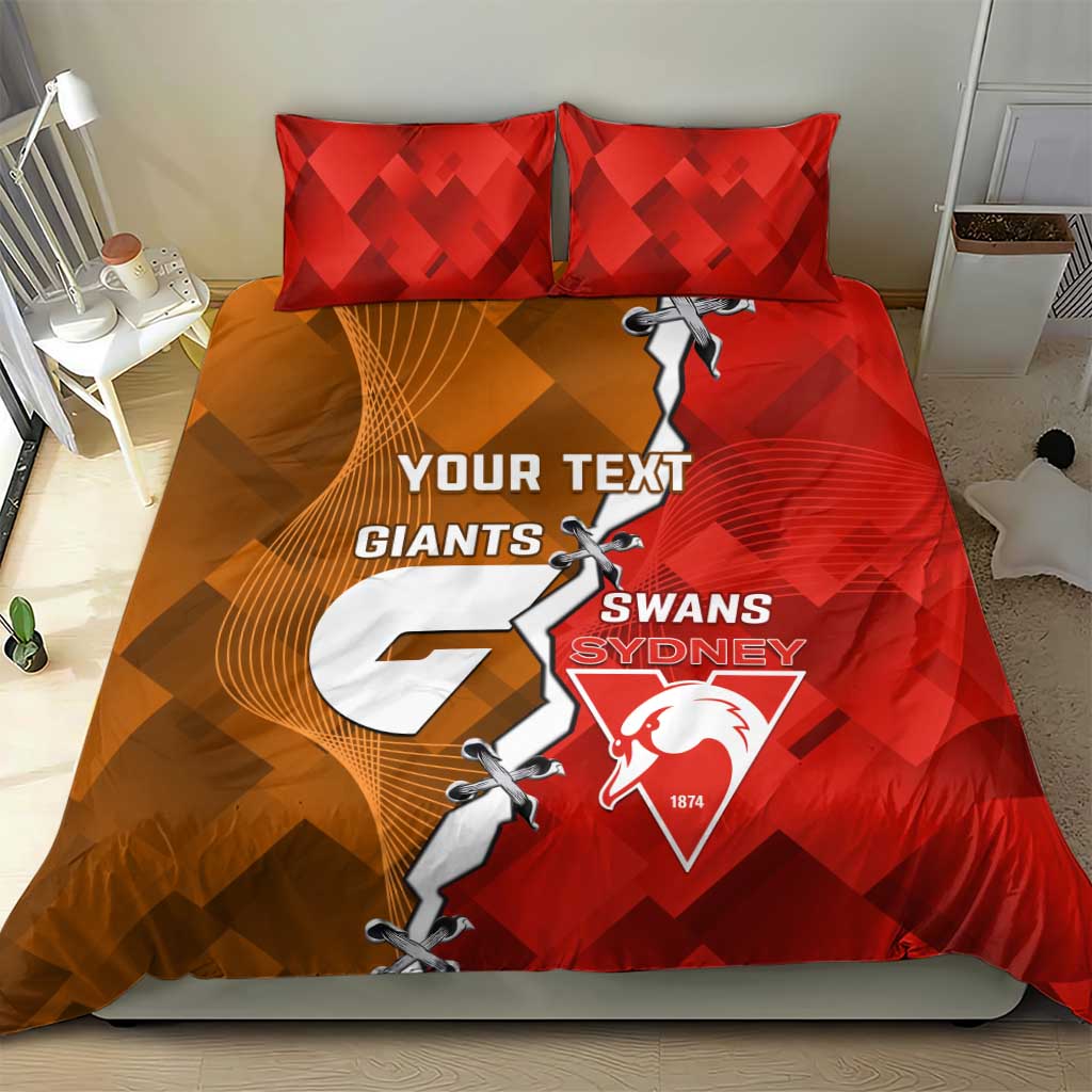 Personalised Giants And Swans Football Bedding Set Dynamic Style - Vibe Hoodie Shop