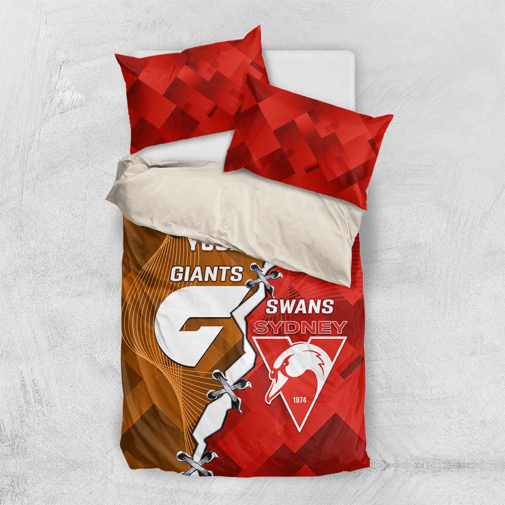 Personalised Giants And Swans Football Bedding Set Dynamic Style - Vibe Hoodie Shop
