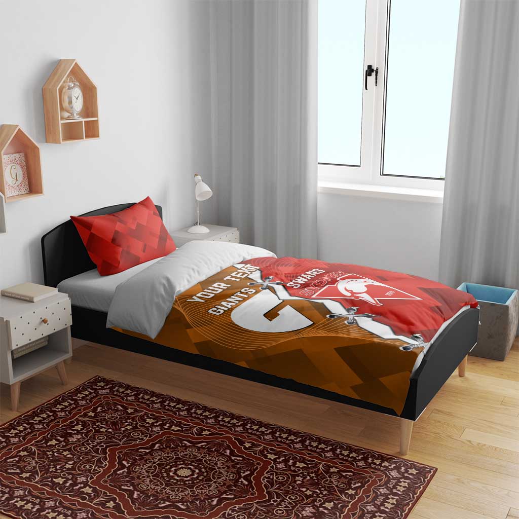 Personalised Giants And Swans Football Bedding Set Dynamic Style - Vibe Hoodie Shop