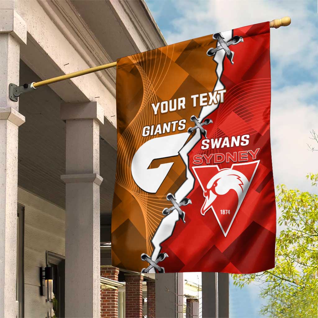 Personalised Giants And Swans Football Garden Flag Dynamic Style - Vibe Hoodie Shop