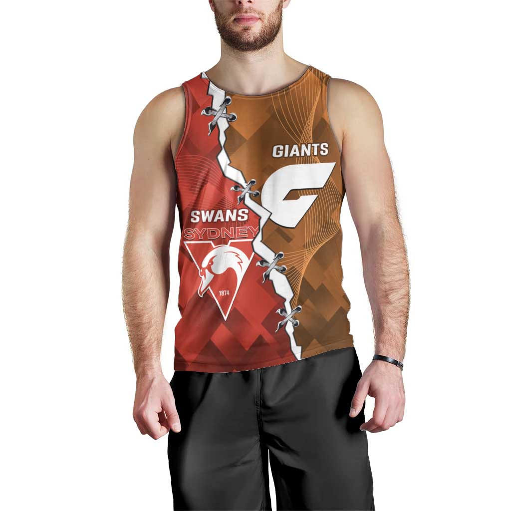 Personalised Giants And Swans Football Men Tank Top Dynamic Style - Vibe Hoodie Shop