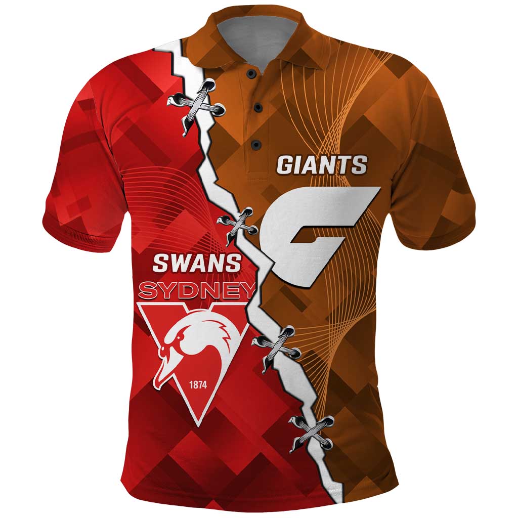 Personalised Giants And Swans Football Polo Shirt Dynamic Style - Vibe Hoodie Shop