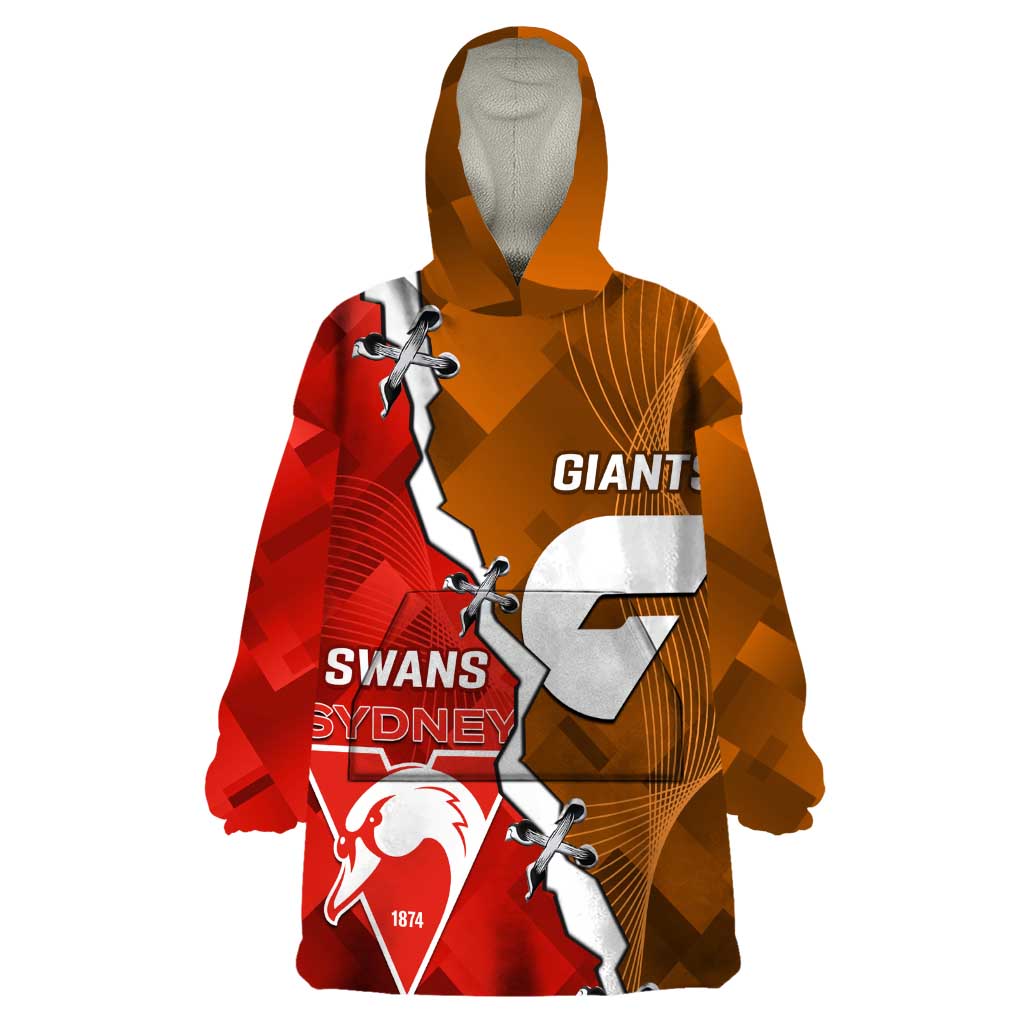 Personalised Giants And Swans Football Wearable Blanket Hoodie Dynamic Style - Vibe Hoodie Shop