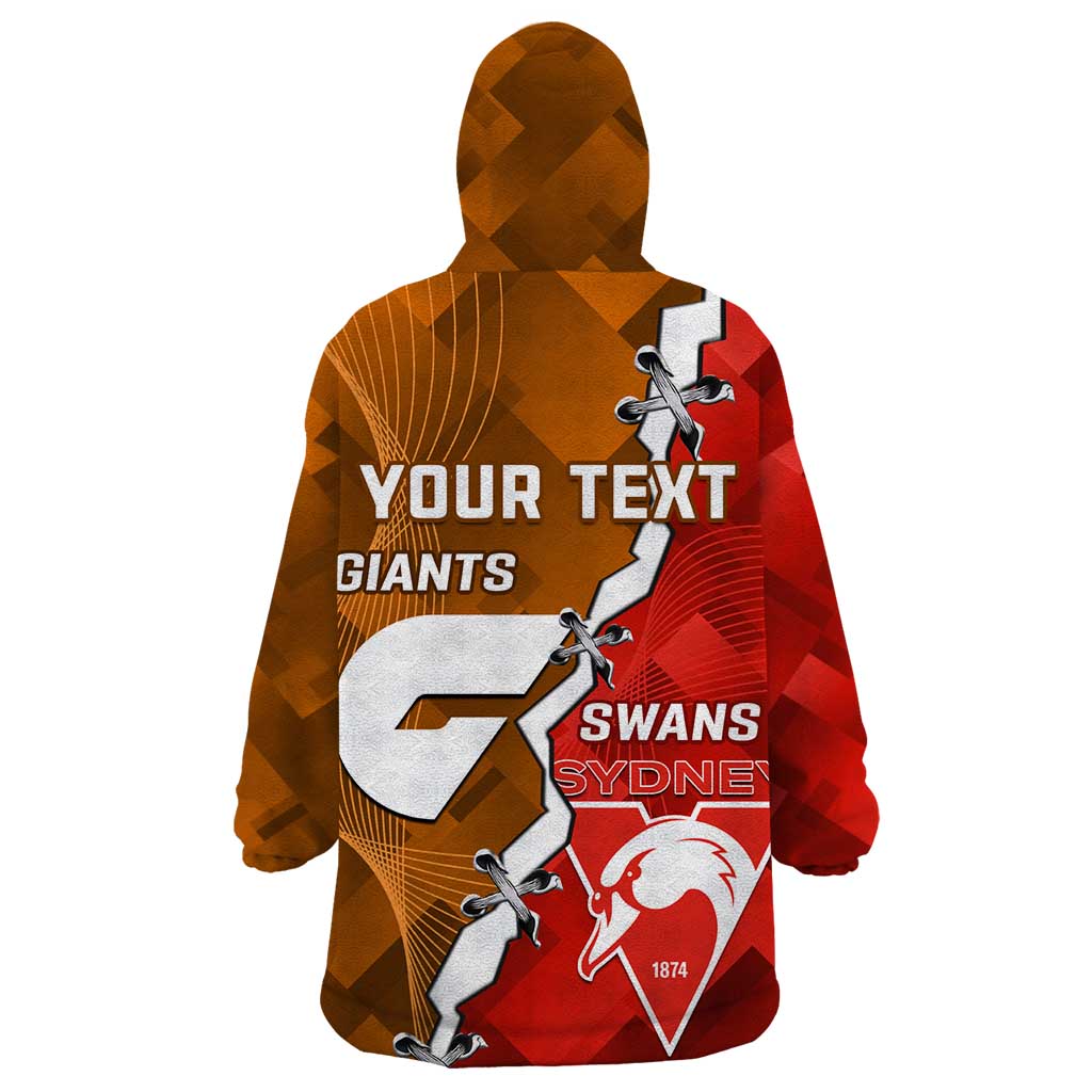 Personalised Giants And Swans Football Wearable Blanket Hoodie Dynamic Style - Vibe Hoodie Shop