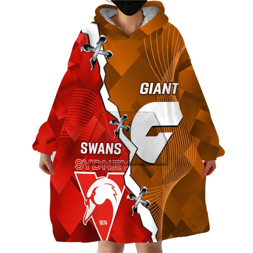 Personalised Giants And Swans Football Wearable Blanket Hoodie Dynamic Style - Vibe Hoodie Shop