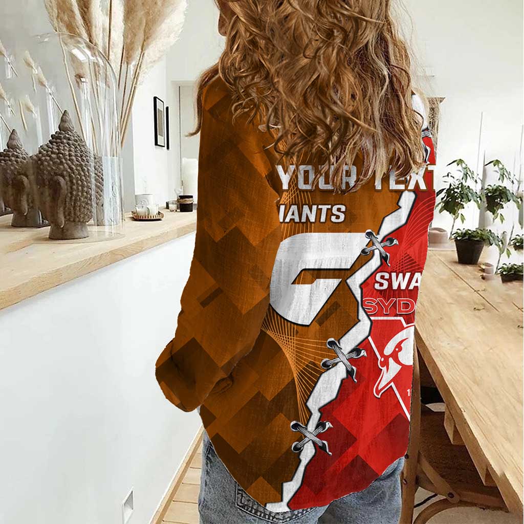 Personalised Giants And Swans Football Women Casual Shirt Dynamic Style - Vibe Hoodie Shop