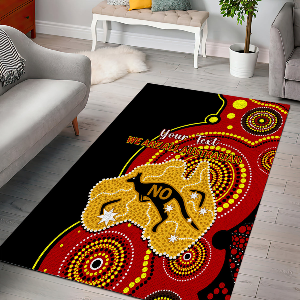 Personalised Australia Indigenous Area Rug We Are All Australian Vote NO To The Voice - Vibe Hoodie Shop