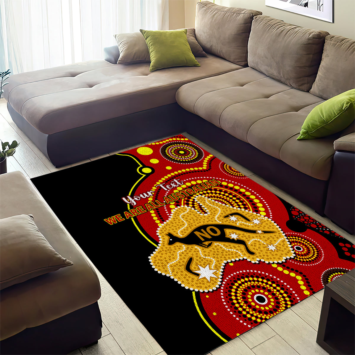 Personalised Australia Indigenous Area Rug We Are All Australian Vote NO To The Voice - Vibe Hoodie Shop