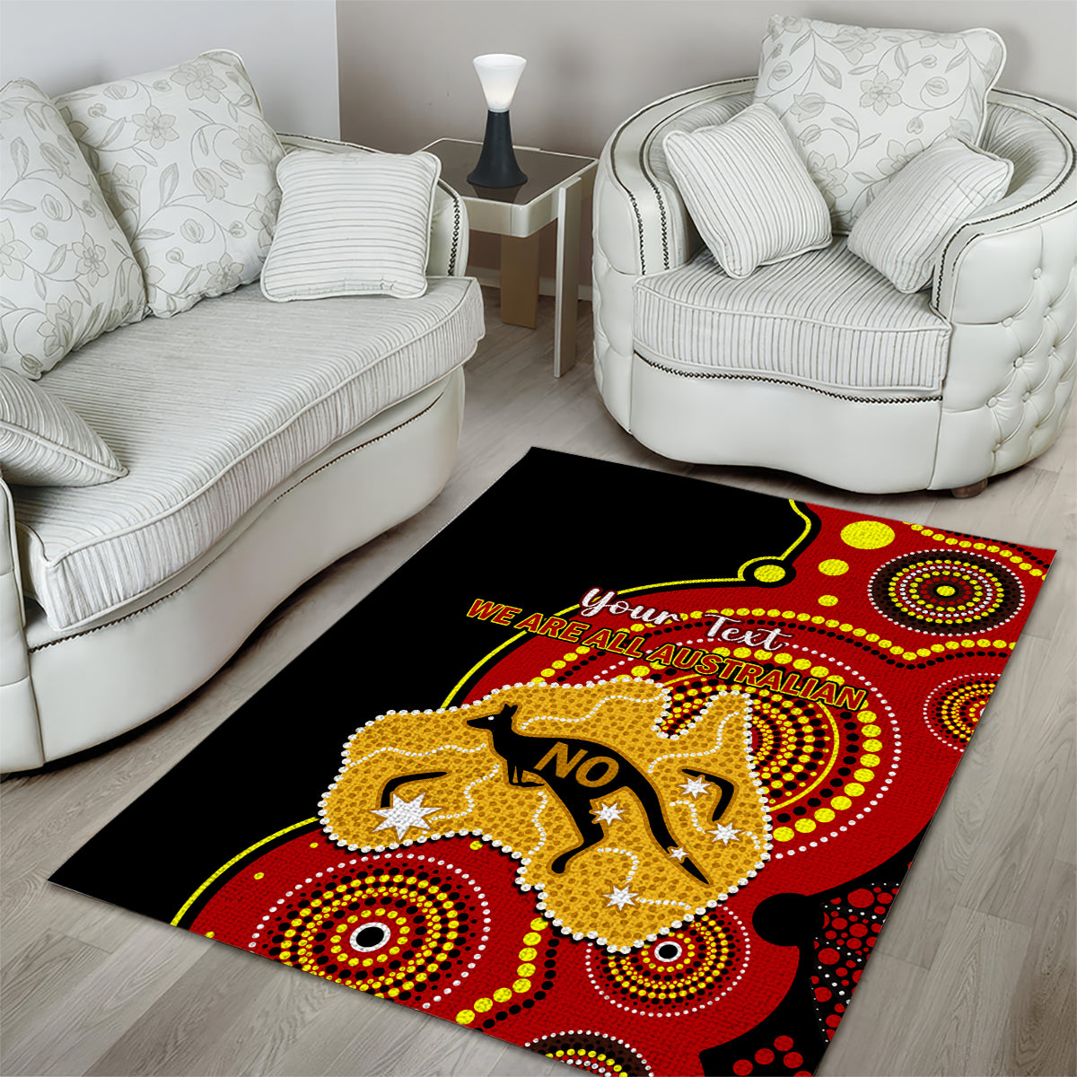 Personalised Australia Indigenous Area Rug We Are All Australian Vote NO To The Voice - Vibe Hoodie Shop