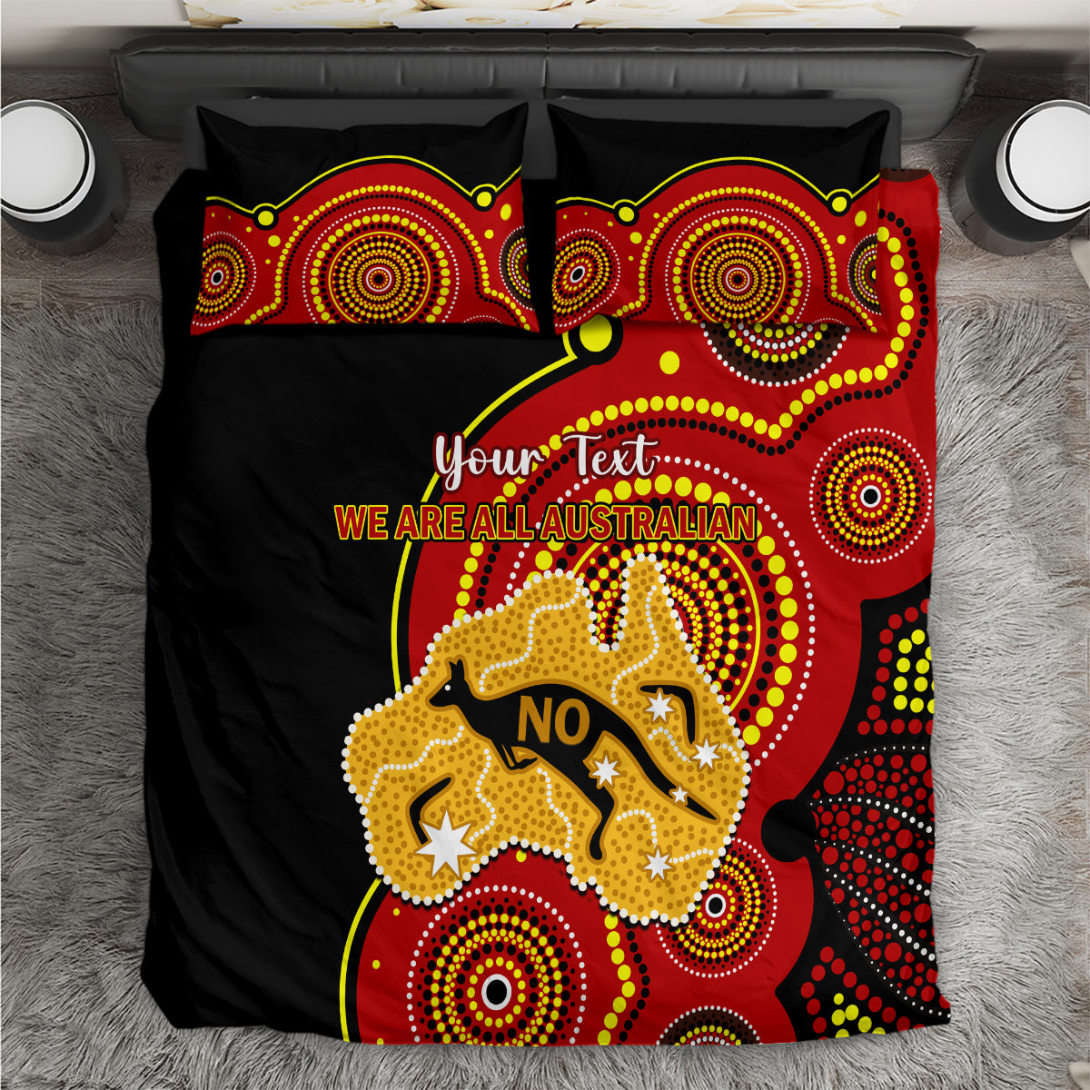 Personalised Australia Indigenous Bedding Set We Are All Australian Vote NO To The Voice - Vibe Hoodie Shop