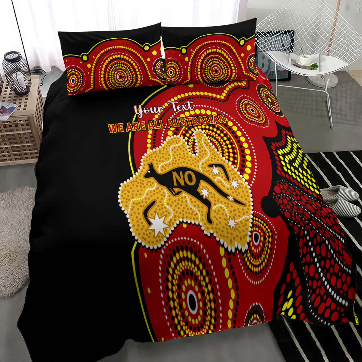 Personalised Australia Indigenous Bedding Set We Are All Australian Vote NO To The Voice - Vibe Hoodie Shop