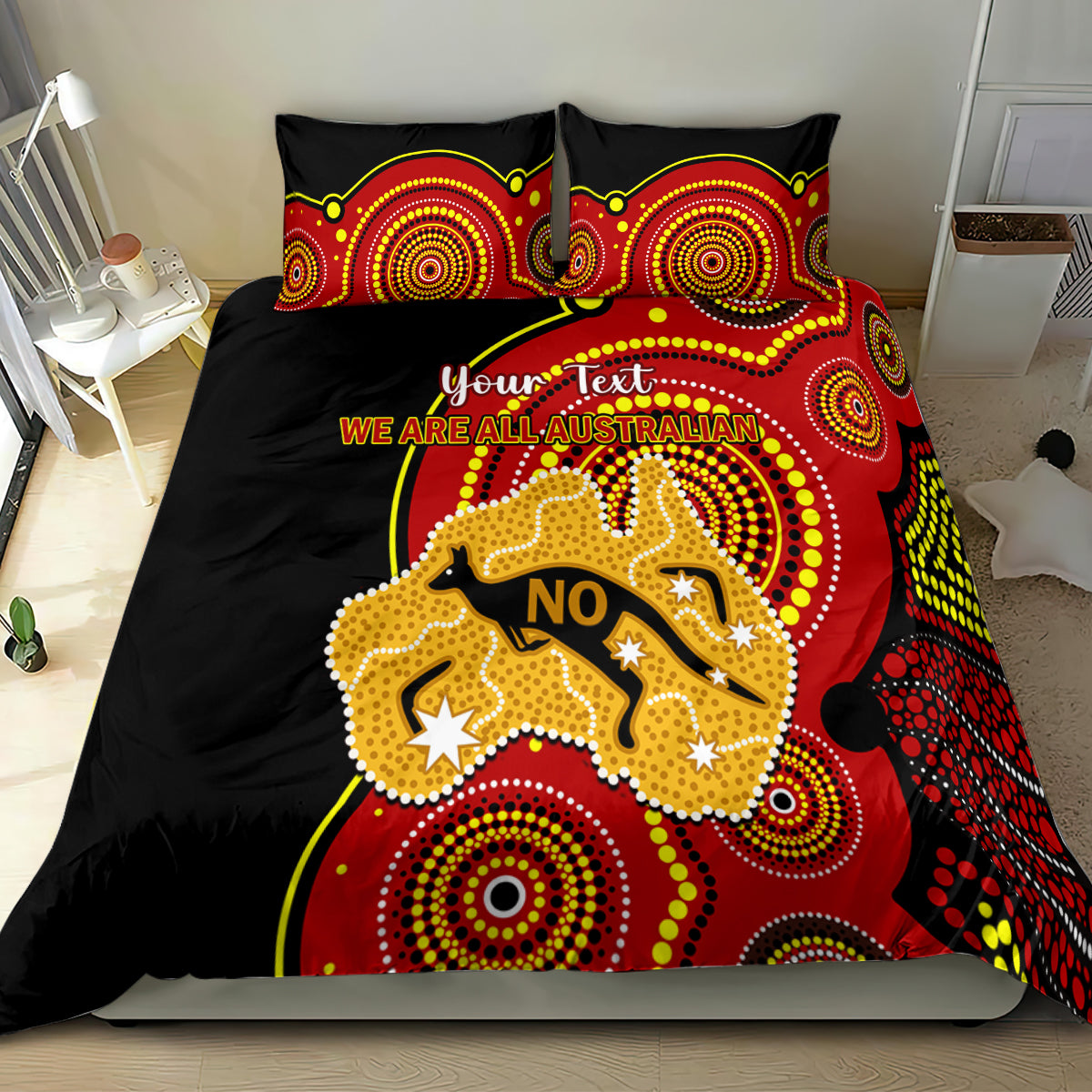 Personalised Australia Indigenous Bedding Set We Are All Australian Vote NO To The Voice - Vibe Hoodie Shop