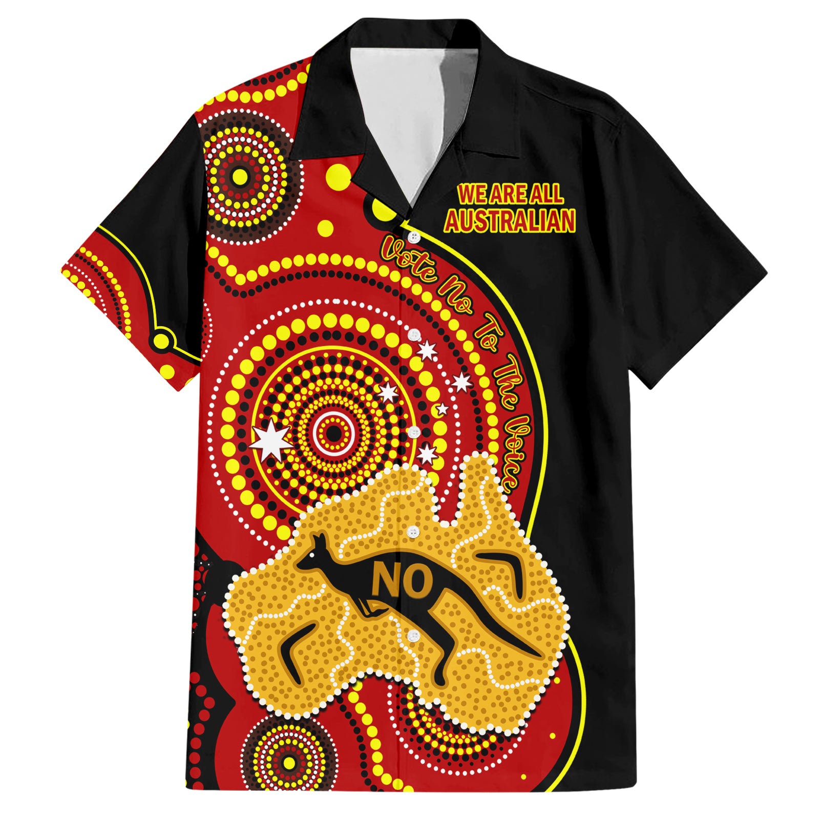 Personalised Australia Indigenous Hawaiian Shirt We Are All Australian Vote NO To The Voice - Vibe Hoodie Shop