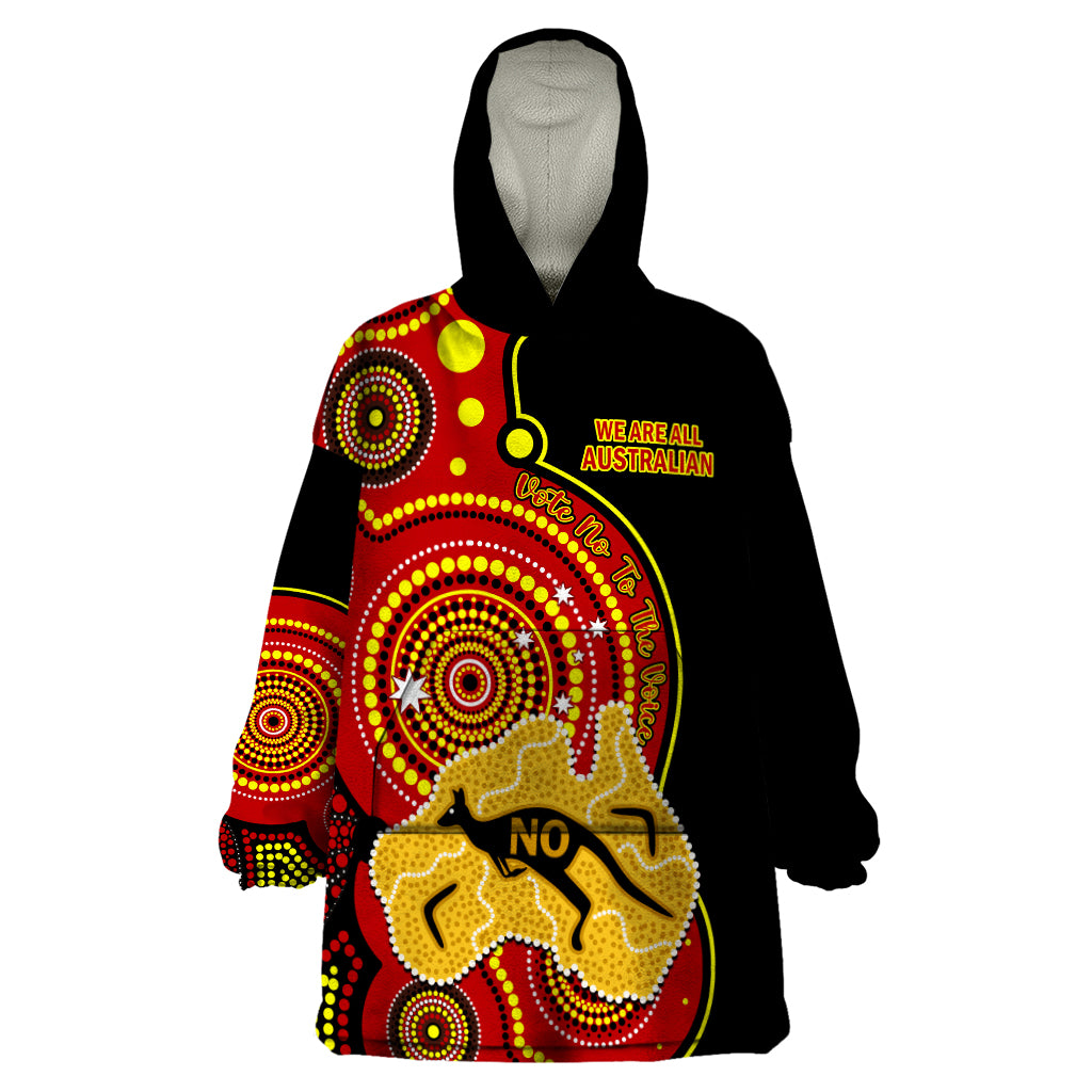 Personalised Australia Indigenous Wearable Blanket Hoodie We Are All Australian Vote NO To The Voice - Vibe Hoodie Shop