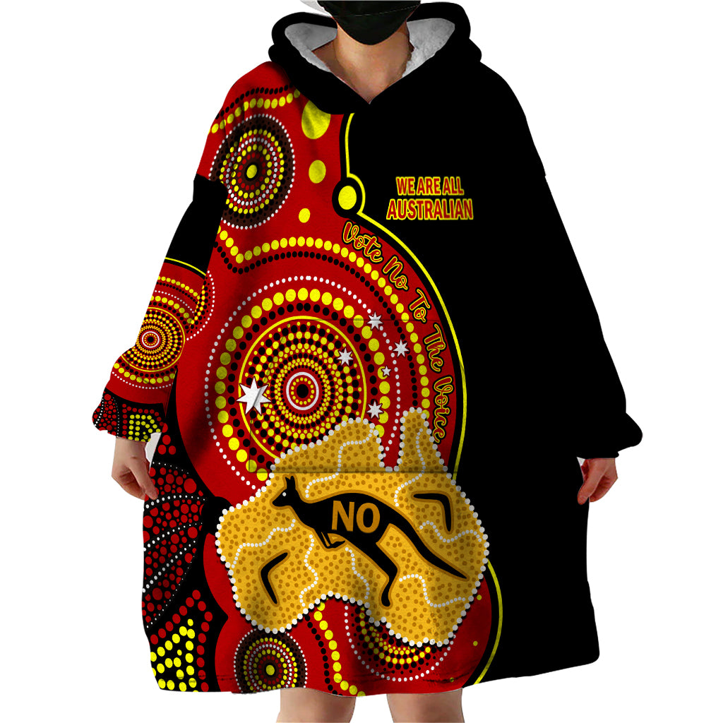 Personalised Australia Indigenous Wearable Blanket Hoodie We Are All Australian Vote NO To The Voice - Vibe Hoodie Shop