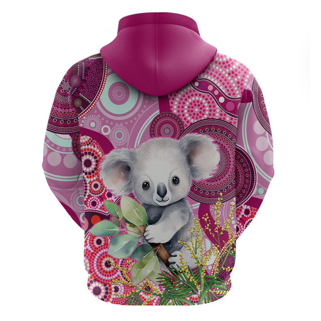 Personalised Australia Hoodie Cute Koala With Golden Wattle Indigenous Art - Vibe Hoodie Shop