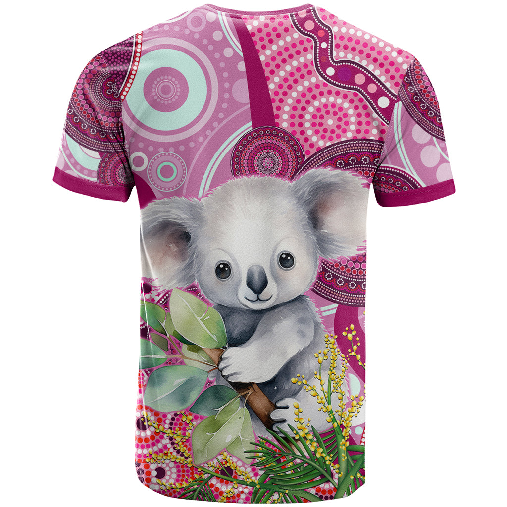 Personalised Australia T Shirt Cute Koala With Golden Wattle Indigenous Art - Vibe Hoodie Shop