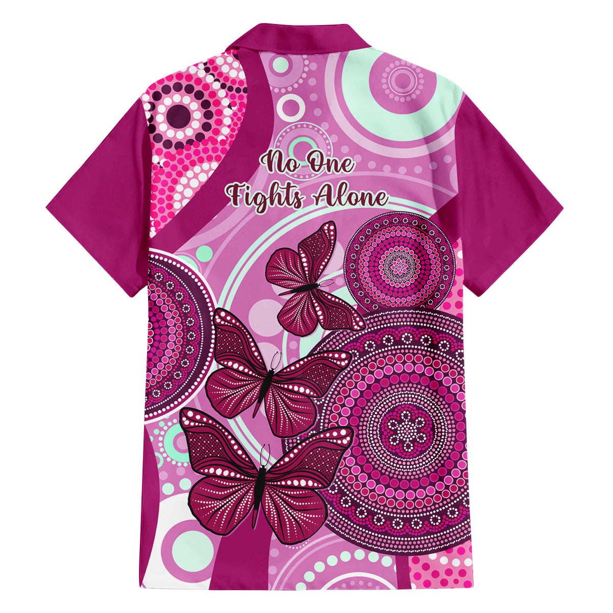 australia-breast-cancer-family-matching-long-sleeve-bodycon-dress-and-hawaiian-shirt-indigenous-butterfly-no-one-fights-alone