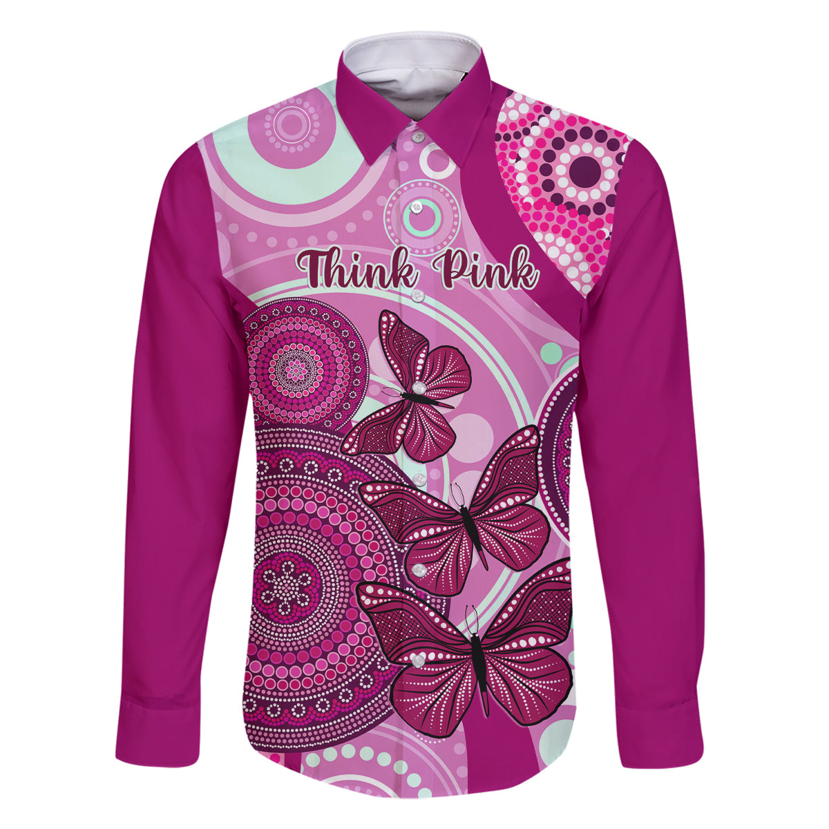 australia-breast-cancer-family-matching-long-sleeve-bodycon-dress-and-hawaiian-shirt-indigenous-butterfly-no-one-fights-alone