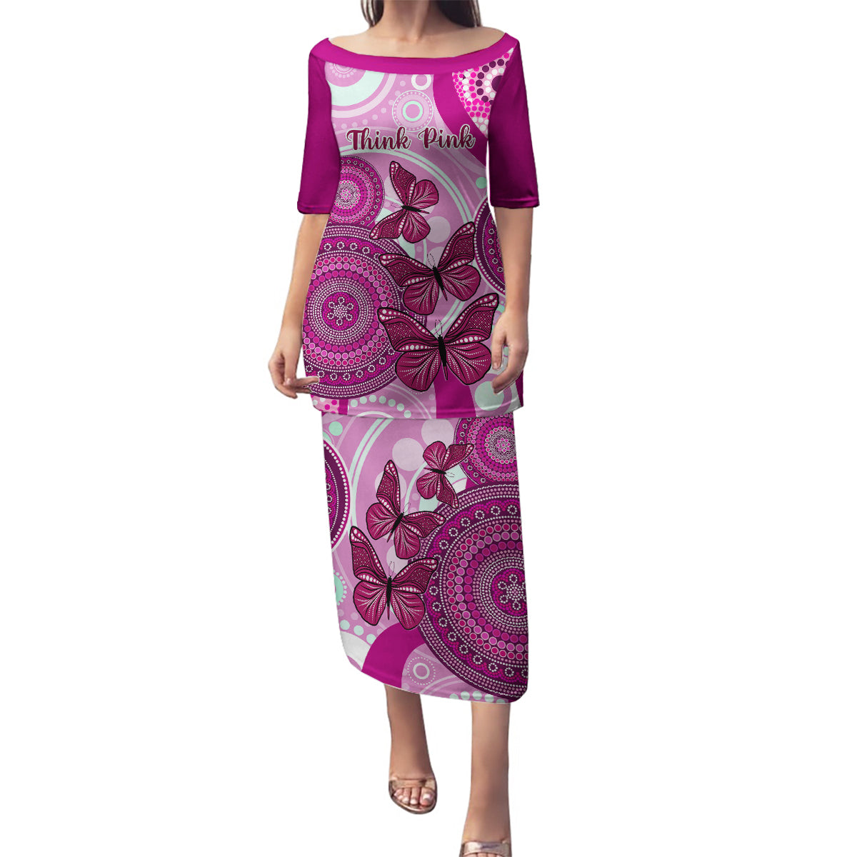 australia-breast-cancer-family-matching-puletasi-dress-and-hawaiian-shirt-indigenous-butterfly-no-one-fights-alone