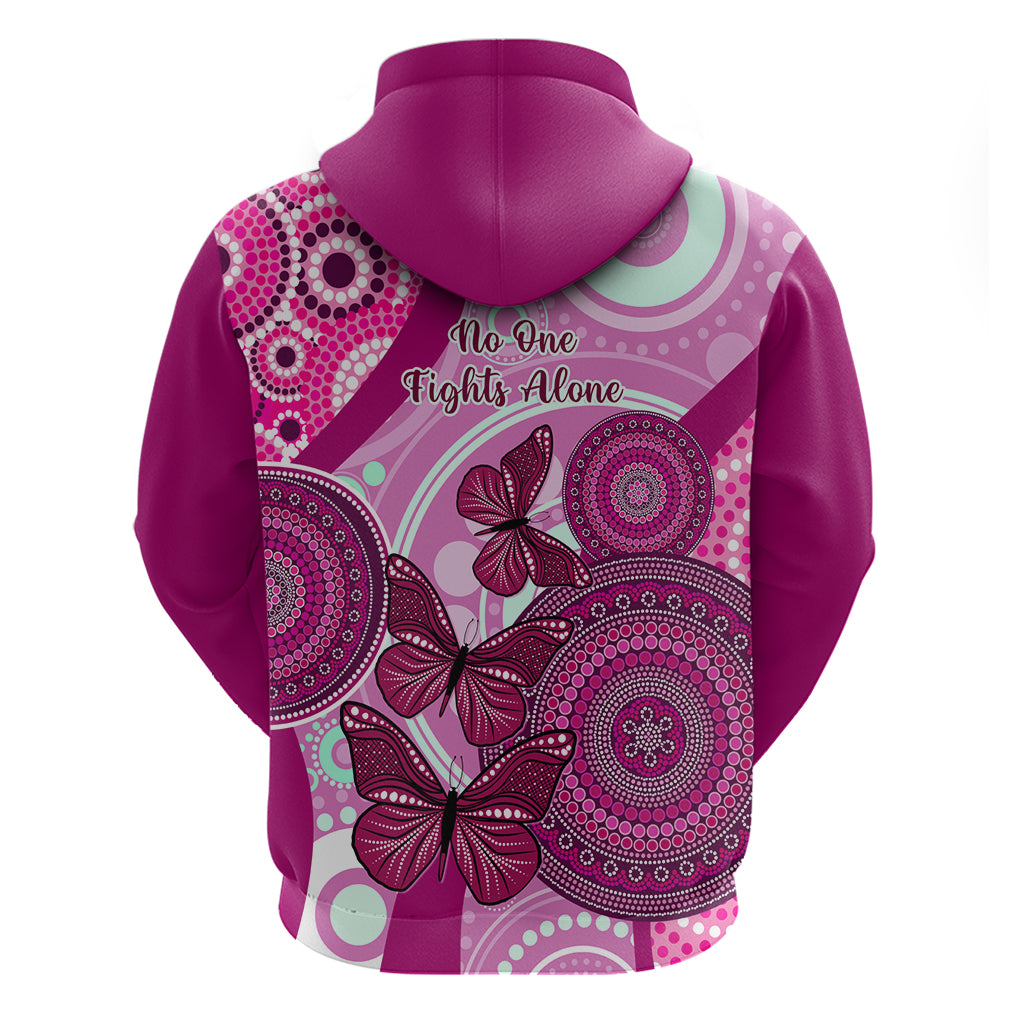 Australia Breast Cancer Hoodie Indigenous Butterfly No One Fights Alone - Vibe Hoodie Shop