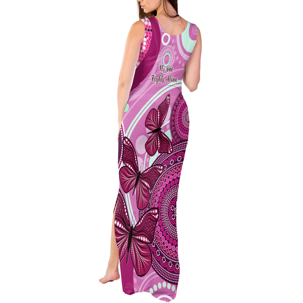 australia-breast-cancer-tank-maxi-dress-indigenous-butterfly-no-one-fights-alone