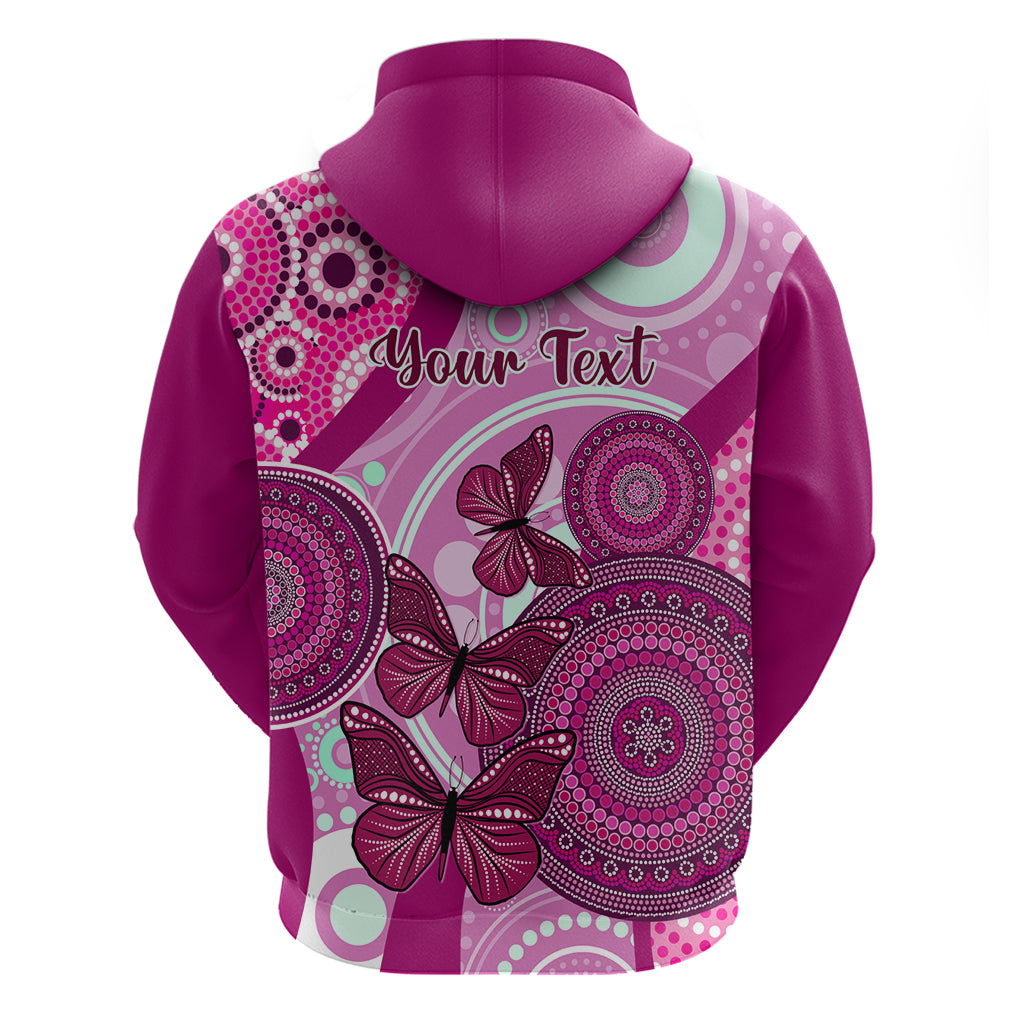 Personalised Australia Breast Cancer Hoodie Indigenous Butterfly No One Fights Alone - Vibe Hoodie Shop