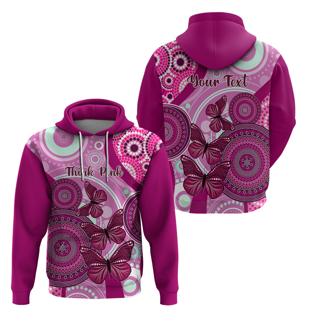Personalised Australia Breast Cancer Hoodie Indigenous Butterfly No One Fights Alone - Vibe Hoodie Shop