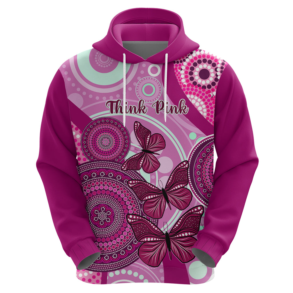 Personalised Australia Breast Cancer Hoodie Indigenous Butterfly No One Fights Alone - Vibe Hoodie Shop