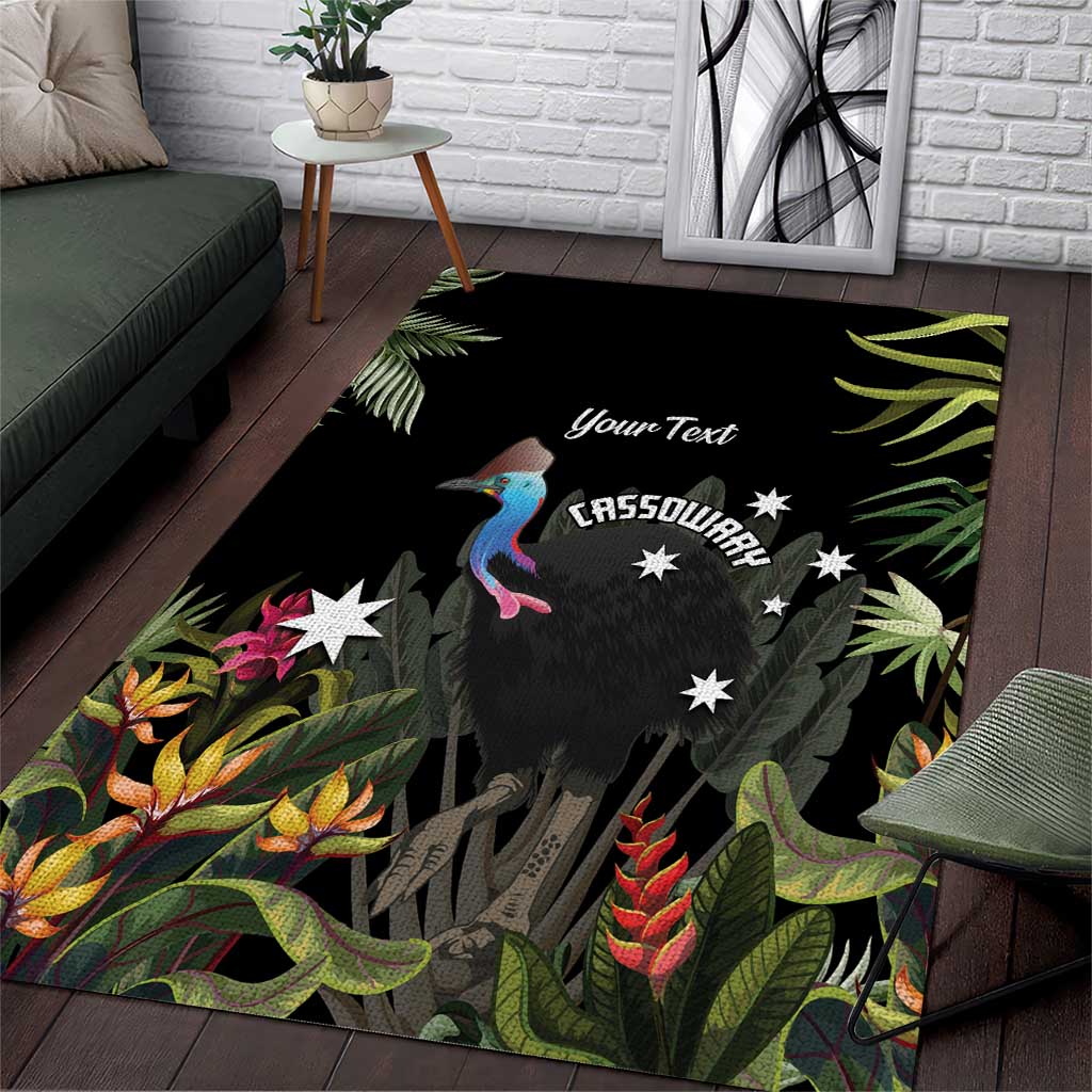 Personalised Australia Cassowary Area Rug Dinosaur Bird - Rainforest Vibes - Vibe Hoodie Shop