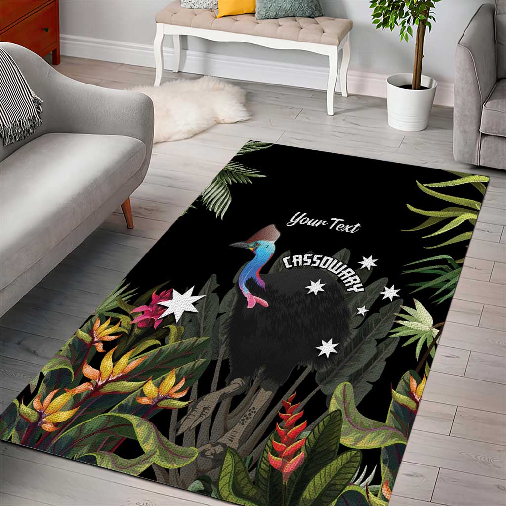 Personalised Australia Cassowary Area Rug Dinosaur Bird - Rainforest Vibes - Vibe Hoodie Shop