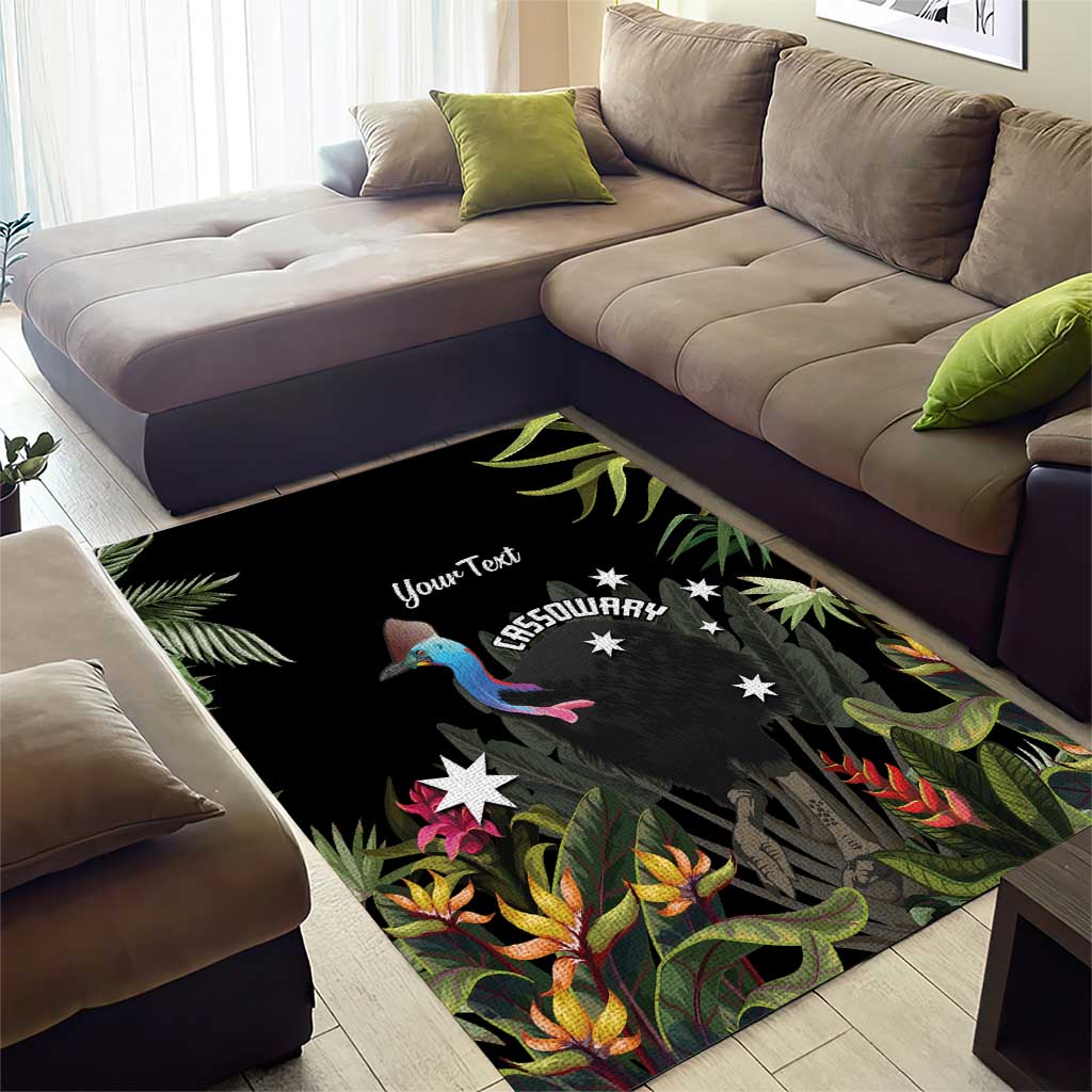 Personalised Australia Cassowary Area Rug Dinosaur Bird - Rainforest Vibes - Vibe Hoodie Shop