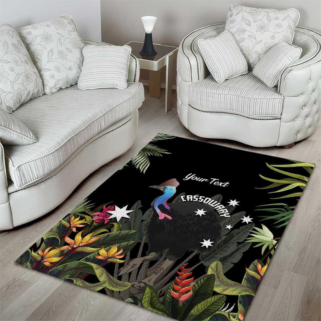 Personalised Australia Cassowary Area Rug Dinosaur Bird - Rainforest Vibes - Vibe Hoodie Shop