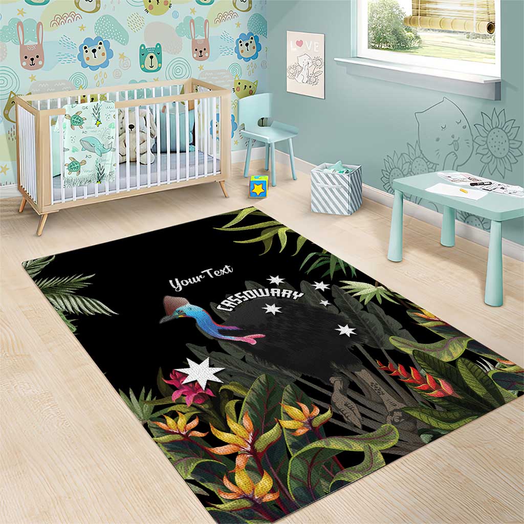 Personalised Australia Cassowary Area Rug Dinosaur Bird - Rainforest Vibes - Vibe Hoodie Shop