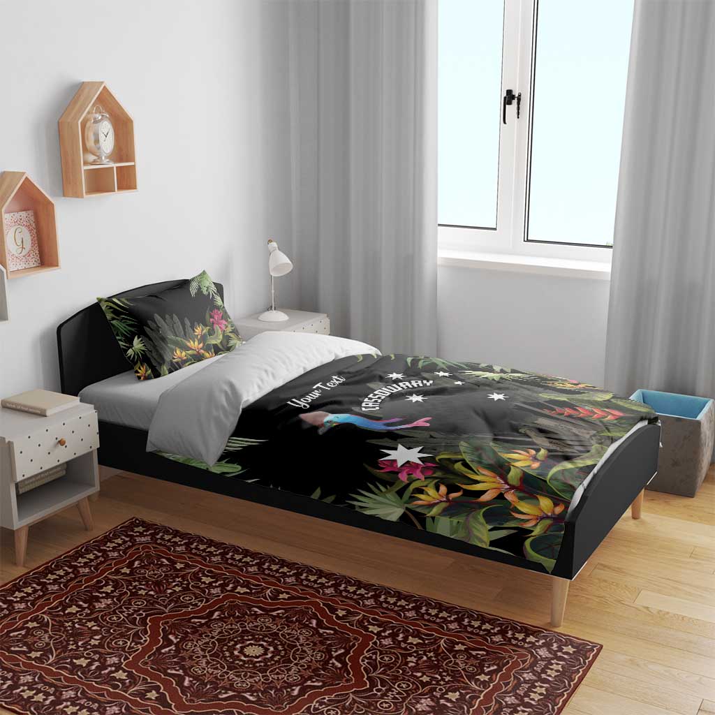 Personalised Australia Cassowary Bedding Set Dinosaur Bird - Rainforest Vibes - Vibe Hoodie Shop