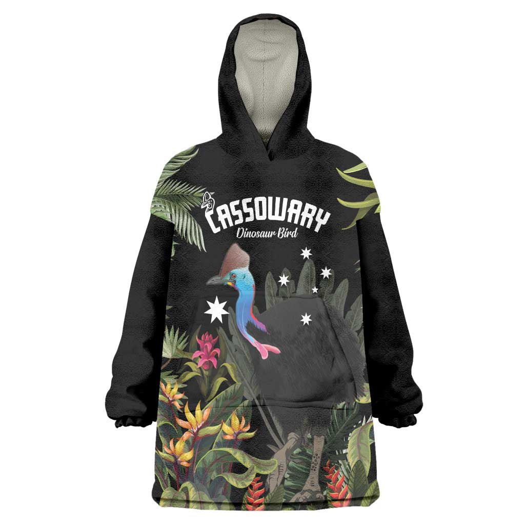 Personalised Australia Cassowary Wearable Blanket Hoodie Dinosaur Bird - Rainforest Vibes - Vibe Hoodie Shop