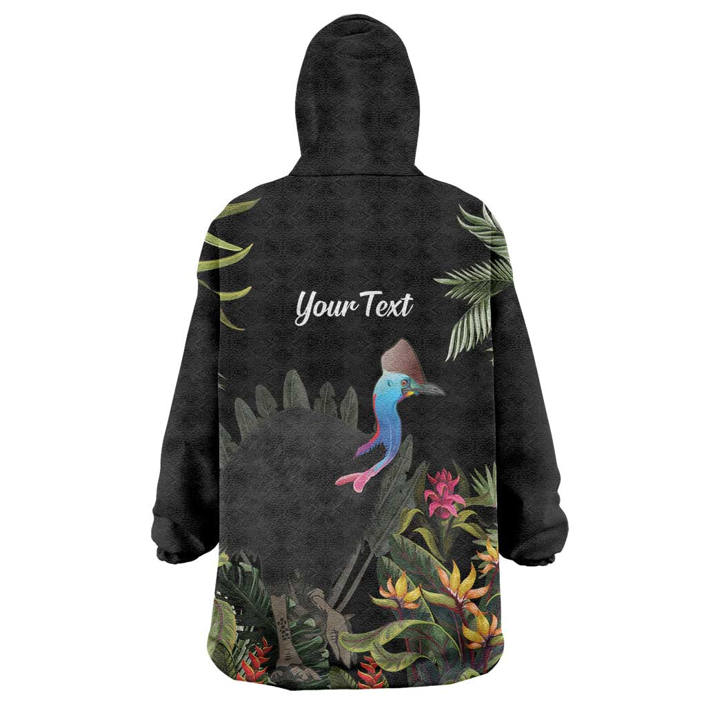 Personalised Australia Cassowary Wearable Blanket Hoodie Dinosaur Bird - Rainforest Vibes - Vibe Hoodie Shop