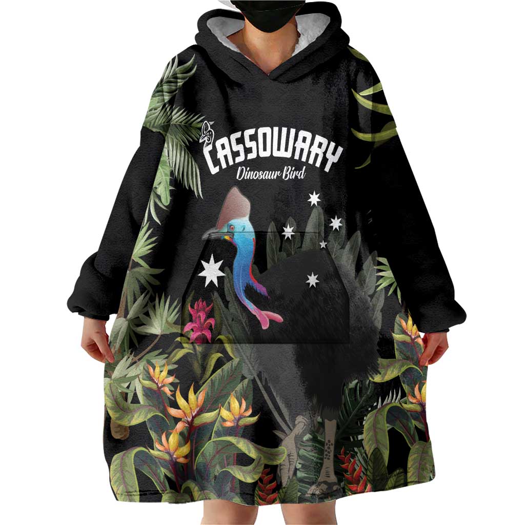 Personalised Australia Cassowary Wearable Blanket Hoodie Dinosaur Bird - Rainforest Vibes - Vibe Hoodie Shop