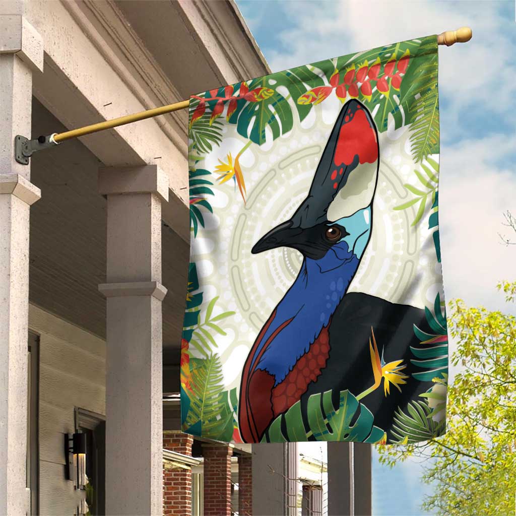 Cassowary Australia Garden Flag Tropical Flowers Mix Aboriginal Art - Vibe Hoodie Shop