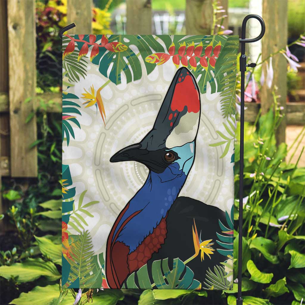 Cassowary Australia Garden Flag Tropical Flowers Mix Aboriginal Art - Vibe Hoodie Shop