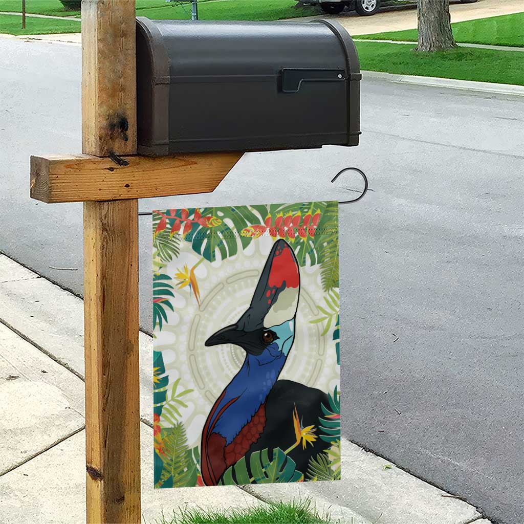 Cassowary Australia Garden Flag Tropical Flowers Mix Aboriginal Art - Vibe Hoodie Shop