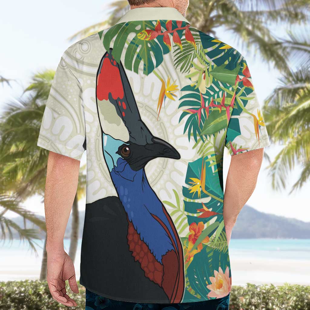 Cassowary Australia Hawaiian Shirt Tropical Flowers Mix Aboriginal Art - Vibe Hoodie Shop