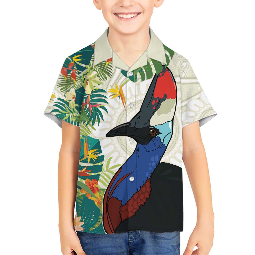 Cassowary Australia Hawaiian Shirt Tropical Flowers Mix Aboriginal Art - Vibe Hoodie Shop