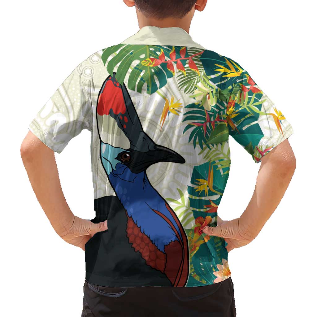 Cassowary Australia Hawaiian Shirt Tropical Flowers Mix Aboriginal Art - Vibe Hoodie Shop