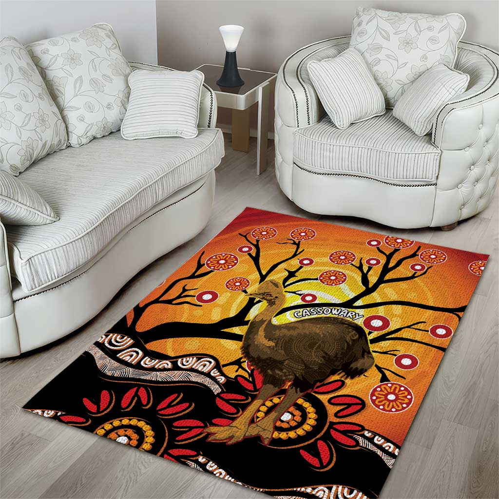 Keeper Of The Rainforest Cassowary Area Rug Aboriginal Art - Vibe Hoodie Shop