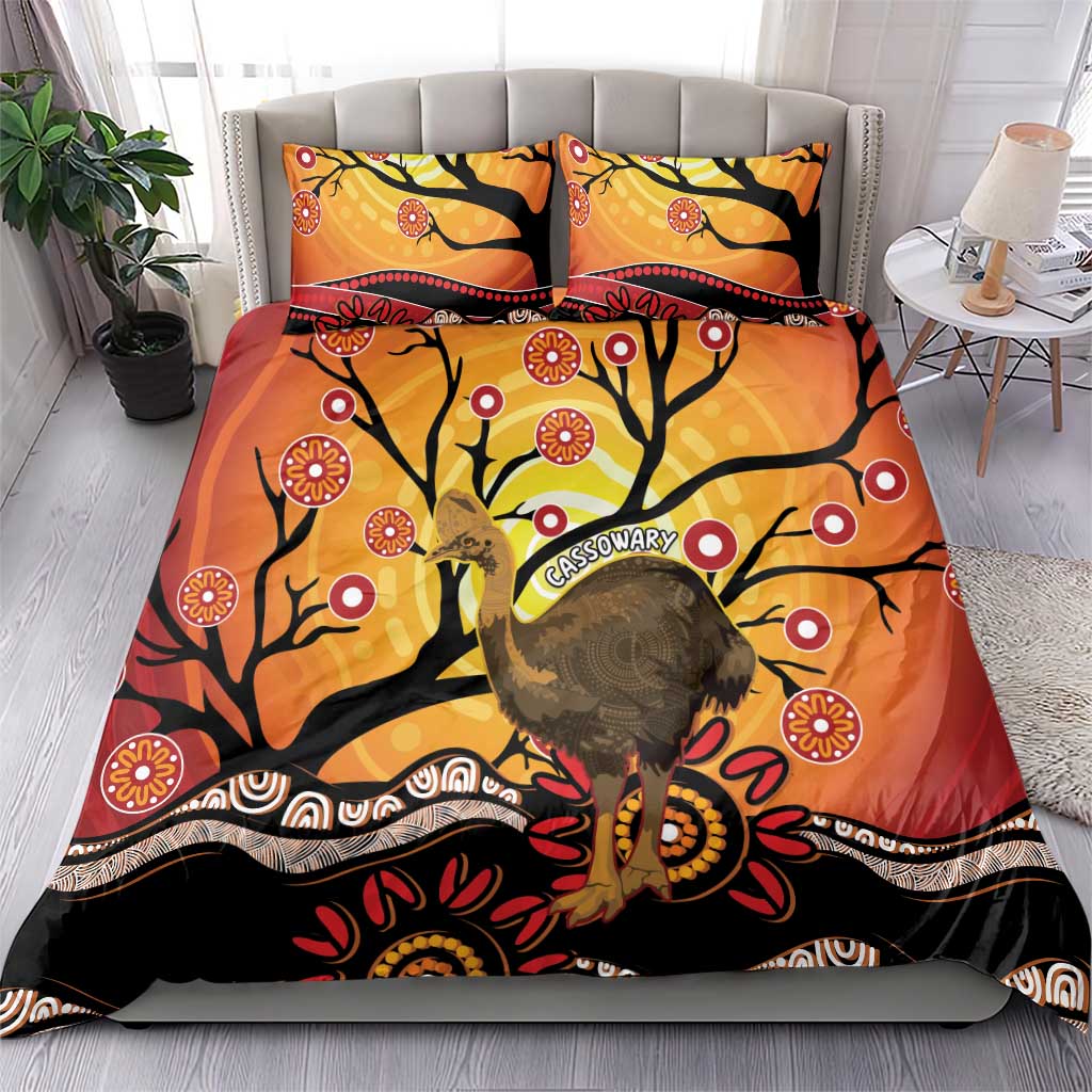 Keeper Of The Rainforest Cassowary Bedding Set Aboriginal Art - Vibe Hoodie Shop