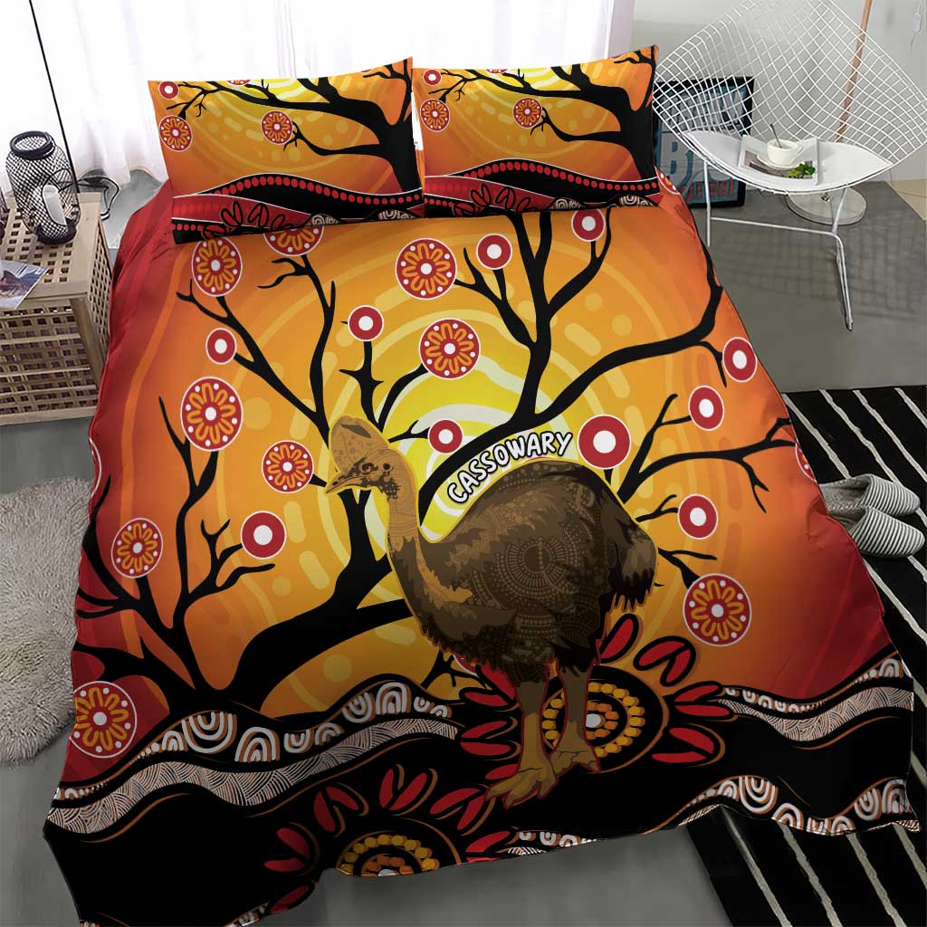 Keeper Of The Rainforest Cassowary Bedding Set Aboriginal Art - Vibe Hoodie Shop