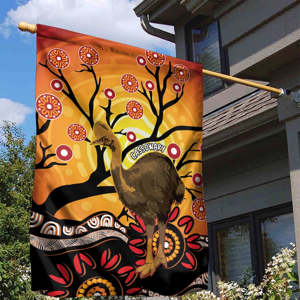 Keeper Of The Rainforest Cassowary Garden Flag Aboriginal Art - Vibe Hoodie Shop
