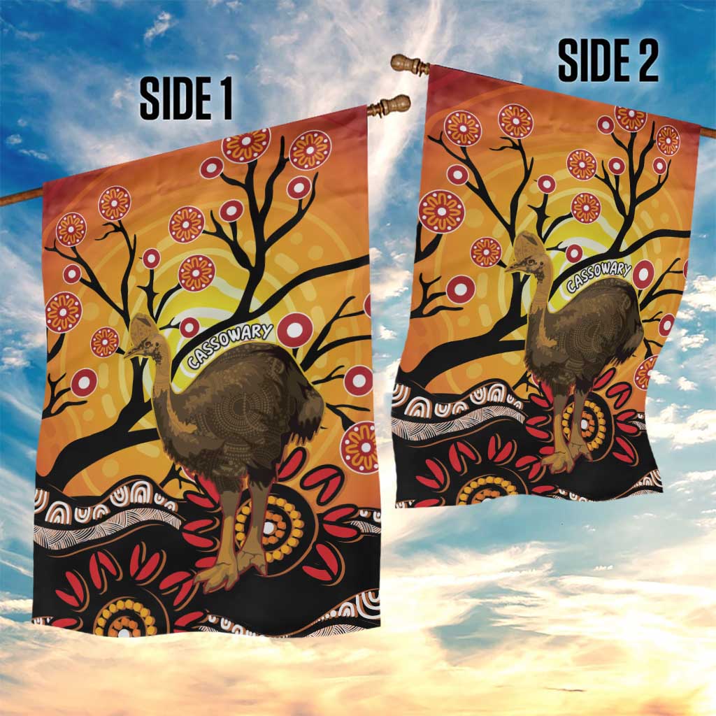 Keeper Of The Rainforest Cassowary Garden Flag Aboriginal Art - Vibe Hoodie Shop