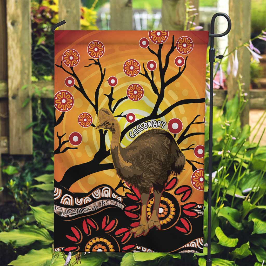 Keeper Of The Rainforest Cassowary Garden Flag Aboriginal Art - Vibe Hoodie Shop